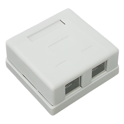 Caja de pared con 2 puertos, incluye 2 jacks STP Cat5e Keystone