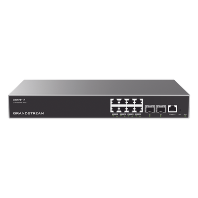 Switch Capa 3 Gigabit PoE+ Administrable / 8 puertos 10/100/1000 Mbps + 2 Puertos SFP+ 10G Uplink / Hasta 360W / Compati