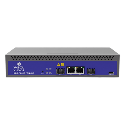 OLT de 1 puerto Combo GPON/XG(S)PON con 3 puertos Uplink (2 puertos Gigabit Ethernet + 1 puerto SFP/SFP+), hasta 128 ONU