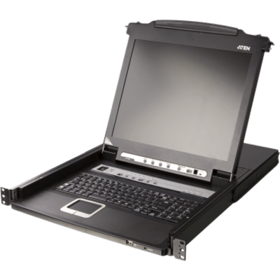 Consola LCD single rail con switch KVM integrado VGA PS/2-USB de 8 puertos