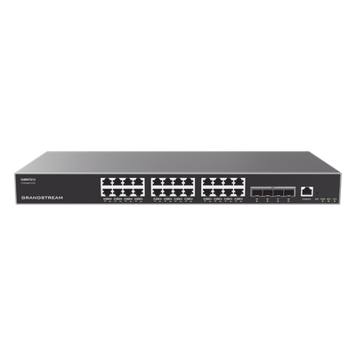 Switch Gigabit Administrable / 24 puertos 10/100/1000 Mbps + 4 Puertos SFP+ 1oG Uplink / Compatible con GWN Cloud.