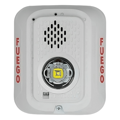 Sirena con Lámpara LED Estroboscópica / a 2 Hilos / Montaje en Pared / 12 o 24 Vcd / Configuración Estroboscópica Selecc