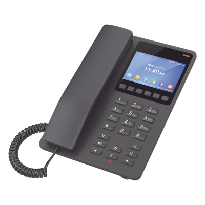 Teléfono IP Hotelero Wi-Fi, 2 líneas SIP con 2 cuentas, codec Opus, IPV4/IPV6, color negro, con gestión en la nube GDMS