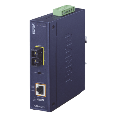 Convertidor de medios industriales 1000BASE-X a 10/100 / 1000BASE-T 802.3at PoE +