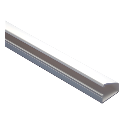 Canaleta blanca tipo bisagra de PVC auto extinguible, con cinta adhesiva, paquete con 4 piezas de 20x10x1100mm (5101-012