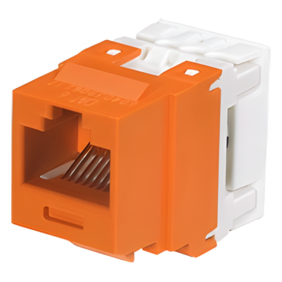 Conector Jack Estilo 110 (de Impacto), Tipo Keystone, Categoría 6, de 8 posiciones y 8 cables, Color Naranja