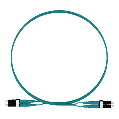 Jumper de Fibra Optica Multimodo 50/125 OM4, LC-LC Duplex, LSZH, Color Aqua, 2 Metros