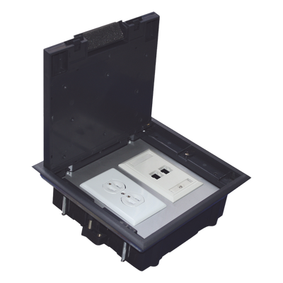 Caja de piso para dos módulos universales (Socket M2), para alimentación eléctrica y redes de datos (11000-33401) No inc