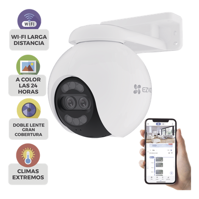 Cámara PT / Wi-Fi / Lente Dual / Panorámica 360° / Resolución 4K / Visión Nocturna ColorFULL / IA Detección de Humanos y