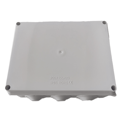 Caja de Conexiones Impermeable IP65, 10 Entradas, Dimensiones 200 x 155 x 80 mm, para Instalaciones Industriales, Comerc