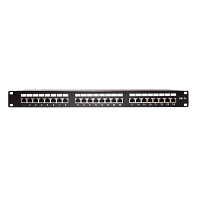 Panel de parcheo de impacto Blindado (STP) de 24 puertos Cat5e, 19in