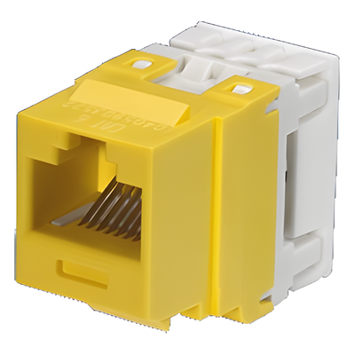 Conector Jack Estilo 110 (de Impacto), Tipo Keystone, Categoría 6, de 8 posiciones y 8 cables, Color Amarillo