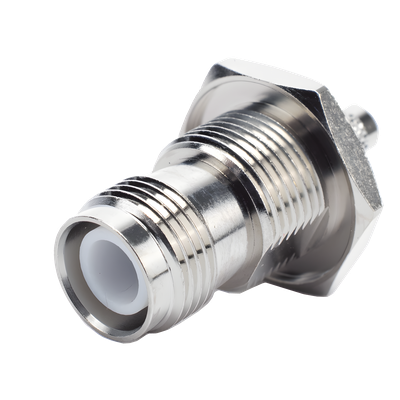 Conector TNC Hembra Inverso para chasis de anillo plegable para cable RG-58/U.