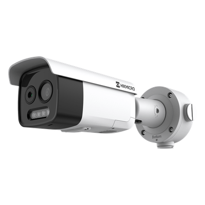 Bala IP Dual / Térmica 9.7 mm ( 256 × 192 ) / Óptico 8 mm (4 Megapixel) / 30 mts IR / Exterior IP67 / PoE / Termométrica