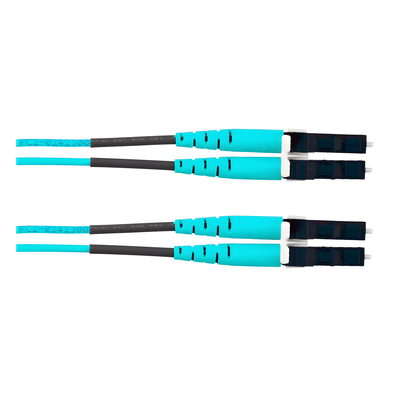 Jumper de Fibra Optica Multimodo 50/125 OM4, LC-LC Duplex, LSZH, Color Aqua, 3 Metros