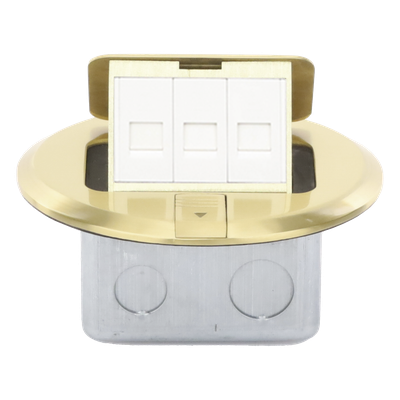 Mini caja de piso redonda para datos o conectores tipo Keystone, color bronce (3 contactos) (11000-12102)