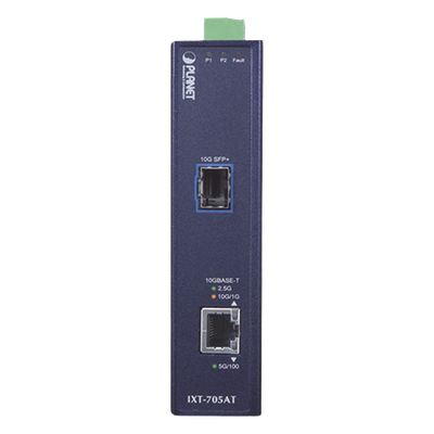 Convertidor de medios industrial de cobre 10G/5G/2.5G/1G/100M a 10GBASE-X SFP+