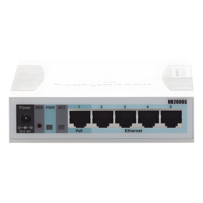 Switch Mikrotik 5 puertos Gigabit Ethernet y 1 SFP
