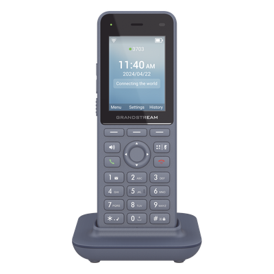Teléfono IP inalámbrico Wi-Fi con Wi-Fi 6 de doble banda integrado (802.11a/b/g/n/ac/ax) y 12 horas de conversación.