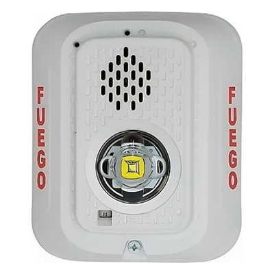 Sirena con Lámpara LED Estroboscópica / a 2 Hilos / Montaje en Pared / 12 o 24 Vcd / Configuración Estroboscópica Selecc