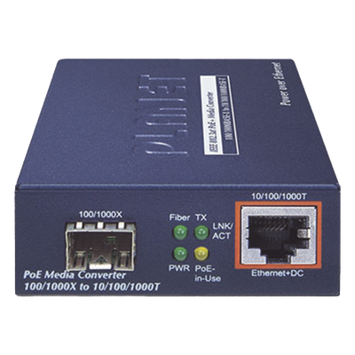 Convertidor de Medios IEEE802.3 AF/AT PoE 10/100/1000BASE T TO MINIGBIC SFP