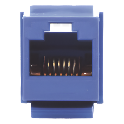 Conector Jack Estilo Leadframe, Tipo Keystone, Categoría 5e, de 8 posiciones y 8 cables, Color Azul