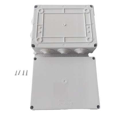 Caja de Conexiones Impermeable IP65, 10 Entradas, Dimensiones 200 x 155 x 80 mm, para Instalaciones Industriales, Comerc