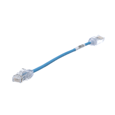 Cable de Parcheo UTP Cat6A, CM/LSZH, Diámetro Reducido (28AWG), Color Azul, 20cm