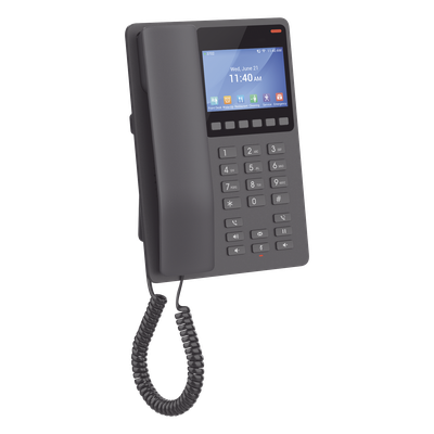 Teléfono IP Hotelero, 2 líneas SIP con 2 cuentas, codec Opus, IPV4/IPV6, color negro, con gestión en la nube GDMS