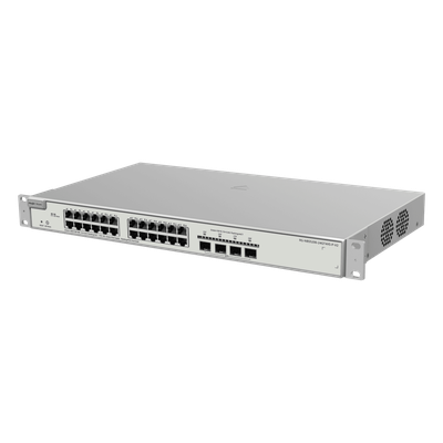 Switch Administrable Capa 3 con 24 puertos Gigabit PoE 802.3af/at + 4 SFP+ para fibra 10Gb, gestión gratuita desde la nu
