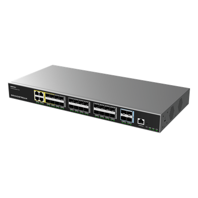 Switch Gigabit Administrable / 24 puertos 10/100/1000 Mbps + 4 Puertos SFP Uplink / Compatible con GWN Cloud.