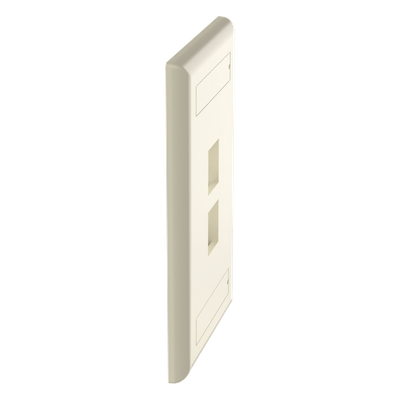 Placa de Pared Vertical, Salida Para 2 Puertos Keystone, Con Espacios Para Etiquetas, Color Marfil