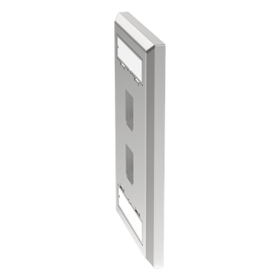 Placa de Pared Vertical, Salida Para 2 Puertos Keystone, Con Espacios Para Etiquetas, de Acero Inoxidable
