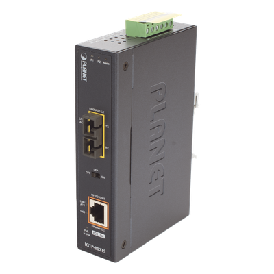Convertidor de medios industriales 1000BASE-X a 10/100 / 1000BASE-T 802.3at PoE +