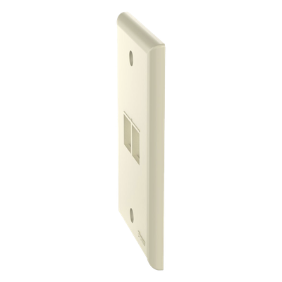 Placa de Pared Vertical, Salida Para 2 Puertos Keystone, Color Marfil