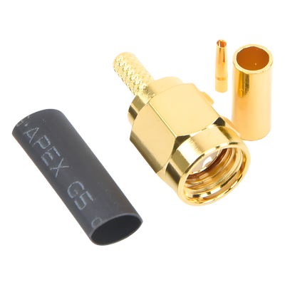 Conector SMA Macho Inverso de Anillo Plegable para Instalar en Cables RG-174/U y RG-316/U.