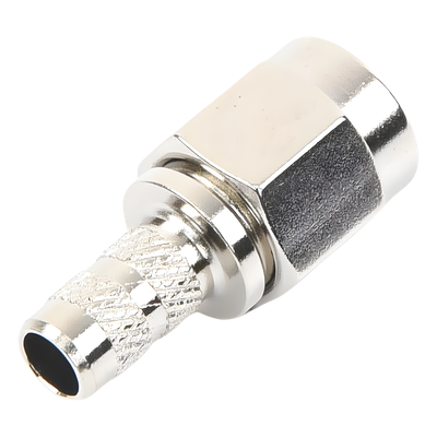 Conector SMA Macho de anillo plegable para cable RG-58/U, Niquel / Oro / Teflón.