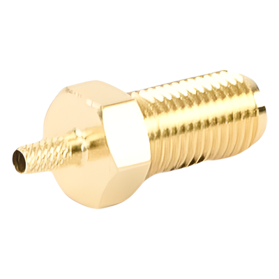 Conector SMA Hembra de Anillo Plegable para Cables RG-174/U, 8216, Oro / Oro / Teflón.