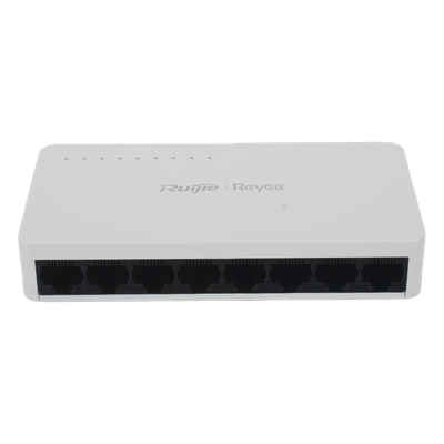 Switch non-PoE de 8 puertos 10/100/1000 Mbps no administrable, visible en Ruijie Cloud, con alta fiabilidad de red