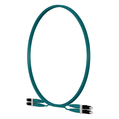 Jumper de Fibra Optica Multimodo 50/125 OM4, LC-LC Duplex, LSZH, Color Aqua, 2 Metros