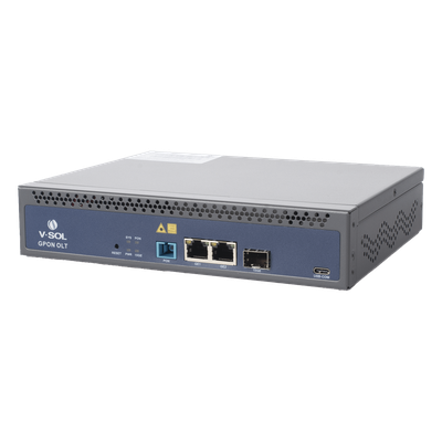 OLT de 1 Puerto GPON con 3 puertos Uplink (2 puertos Gigabit Ethernet + 1 puerto SFP/SFP+) hasta 128 ONU/ONT
