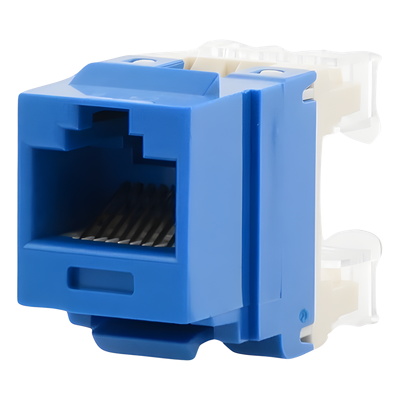 Conector Jack Estilo 110 (de Impacto), Tipo Keystone, Categoría 6, de 8 posiciones y 8 cables, Color Azul