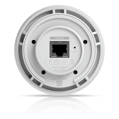 Cámara UniFi Protect G6 Bullet Color Blanco, PoE, 1.8" 4K, AI Multi-TOPS, Visión Nocturna IR 30m, Protección IP66, Recon