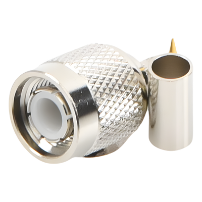 Conector TNC Macho de Anillo Plegable para Cables RG-58/U, LMR-195, Níquel/ Oro/ Delrin.