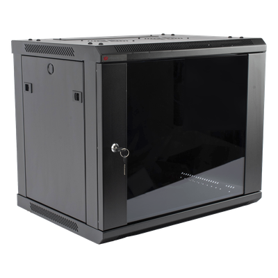 Gabinete PRECISION, Con Puerta de Cristal Templado, de 19in, 9UR, 450mm de Profundidad, Color Negro