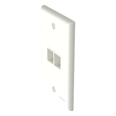 Placa de Pared Vertical, Salida Para 2 Puertos Keystone, Color Blanco Mate