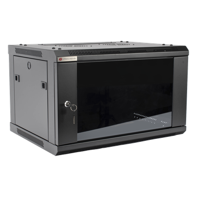 Gabinete PRECISION, Con Puerta de Cristal Templado, de 19in, 6UR, 450mm de Profundidad, Color Negro