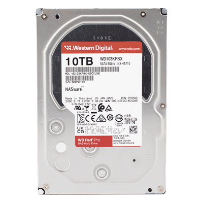 Disco Duro NAS Empresarial WD Red Pro / 7200 RPM / SATA 6Gb/s / 10TB / RAID Optimizado / NASware / Garantía 5 Años