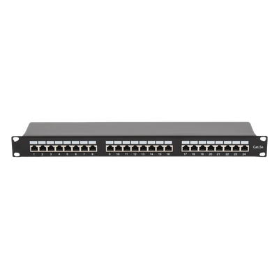 Panel de parcheo de impacto Blindado (STP) de 24 puertos Cat5e, 19in