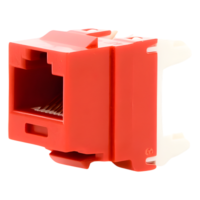 Conector Jack Estilo 110 (de Impacto), Tipo Keystone, Categoría 6, de 8 posiciones y 8 cables, Color Rojo